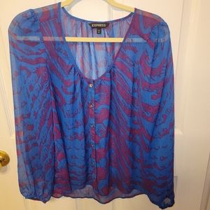 Blue and Purple Express polyester blouse in NWOT